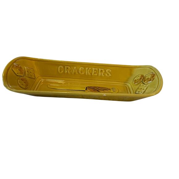 Vintage Ceramic Cheese & Cracker Serving Dish Tray Los Angeles Potteries MCM - Picture 16 of 16